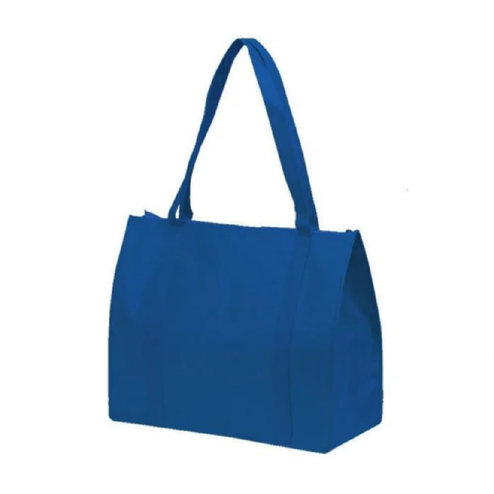 Blue retail shopping bag with logo – durable non-woven custom tote
