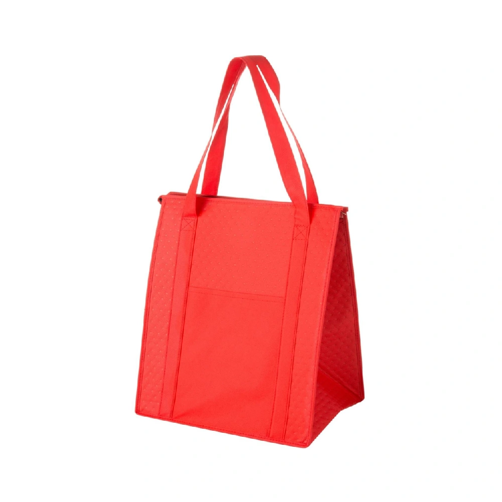 Red Custom Cooler Bag with Logo | Insulated Grocery Tote with Zipper