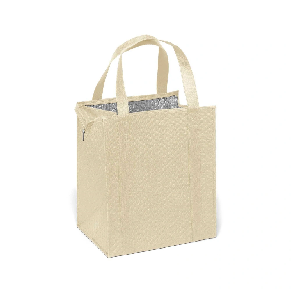 Beige Custom Insulated Tote Bag – Elegant Cooler Bag for Groceries