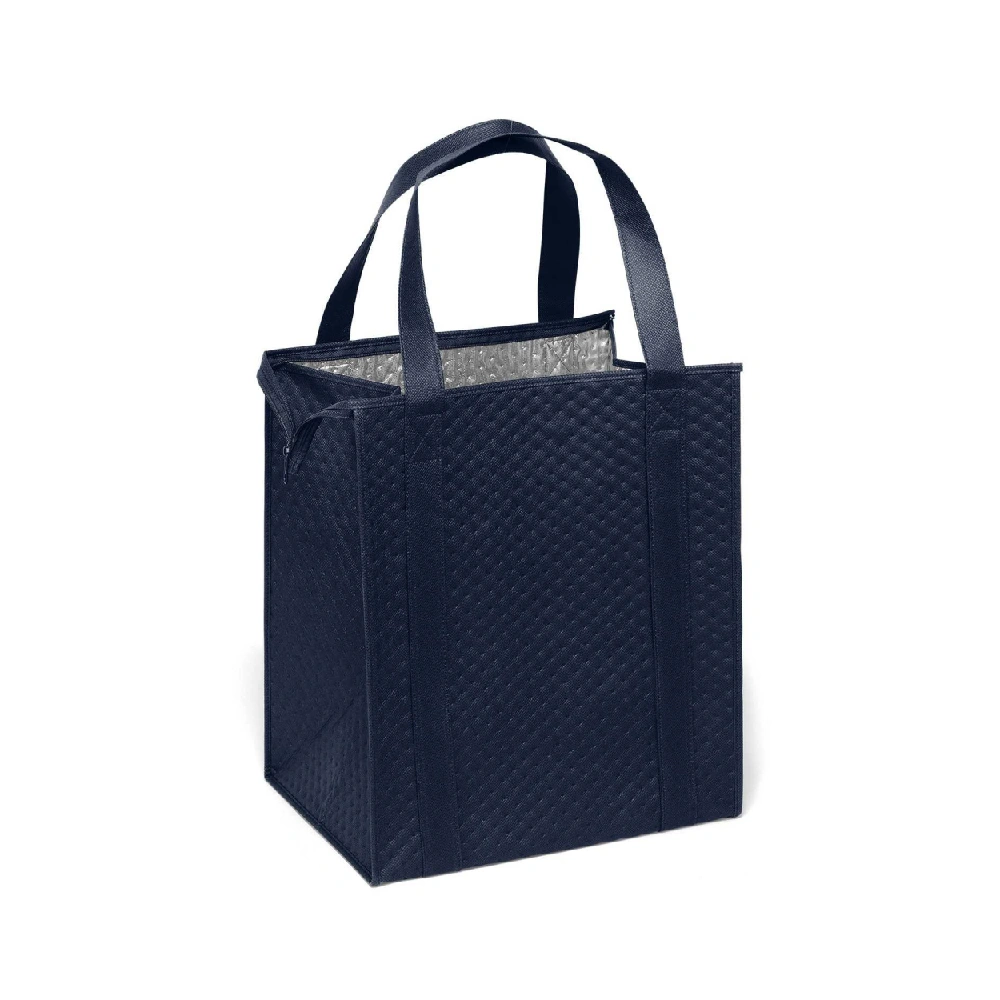 Navy Blue Custom Insulated Bag – Reusable Cooler Tote for Groceries