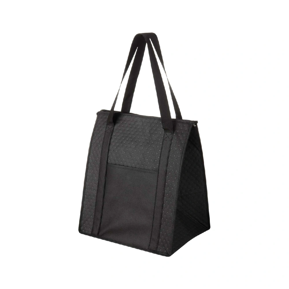 Black Custom Printed Cooler Bag | Insulated Grocery Tote with Aluminum Foil