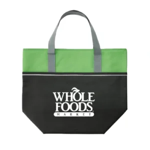 Custom Reusable Shopping Bags with Logo – Non-Woven Polypropylene Green and Black Tote