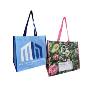 Two custom tote bags with logo printing