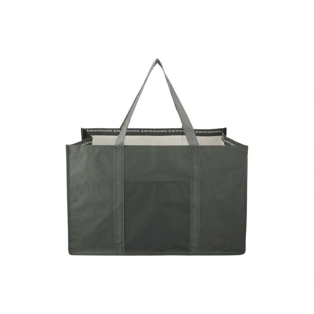 Gray Printed Grocery Tote Bag made from 100% recycled bottles