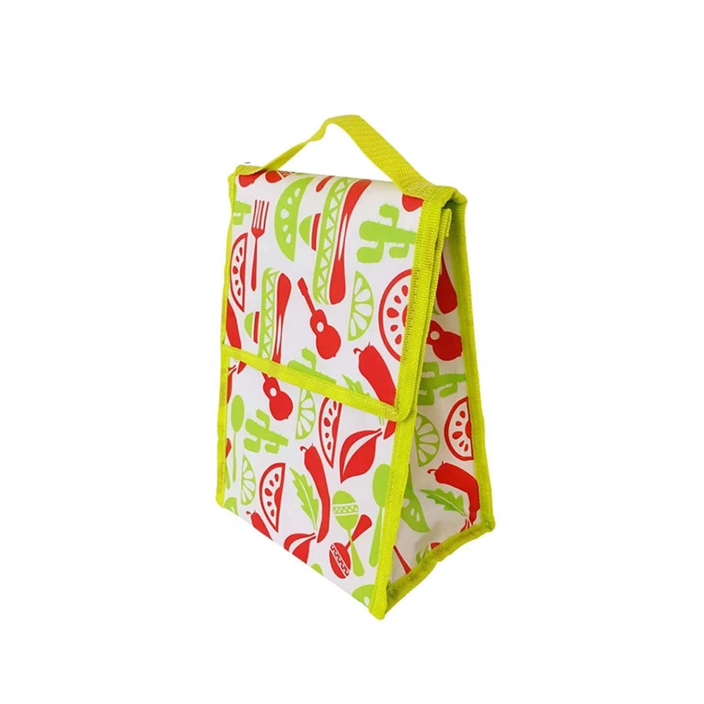 Green Cooler Tote Bag with Custom Print and Insulated Aluminum Foil Lining