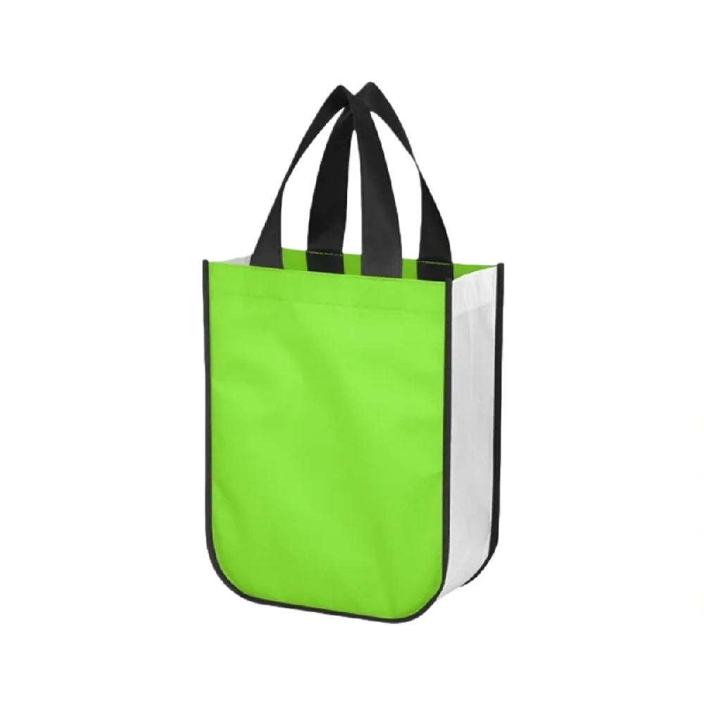 Green tote bag custom printed with logo
