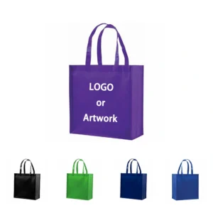 Custom reusable grocery bags in multiple colors with logo