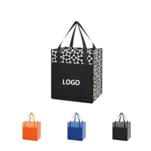Custom reusable shopping bags with geometric print